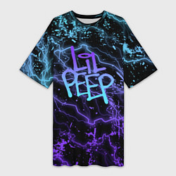 Женская длинная футболка Lil peep neon молнии