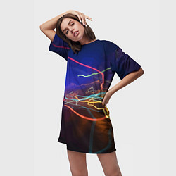 Футболка женская длинная Neon vanguard pattern Lightning Fashion 2023, цвет: 3D-принт — фото 2