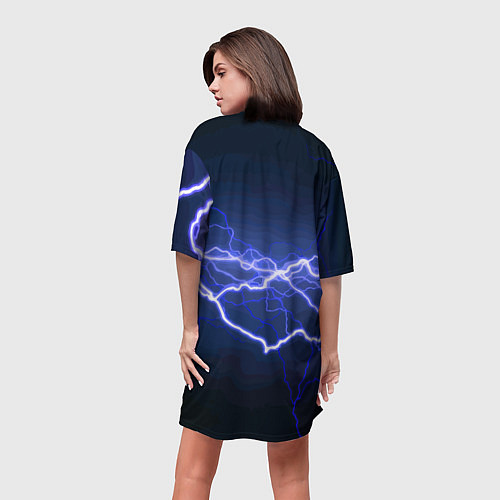 Женская длинная футболка Lightning Fashion 2025 Neon / 3D-принт – фото 4