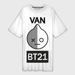 Футболка женская длинная BTS VAN BT21, цвет: 3D-принт