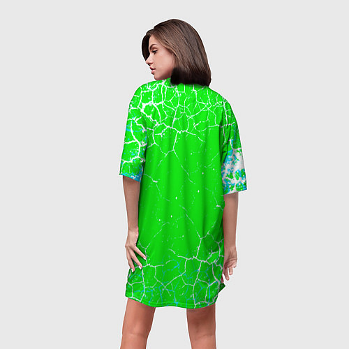 Женская длинная футболка Minecraft зеленый фон / 3D-принт – фото 4