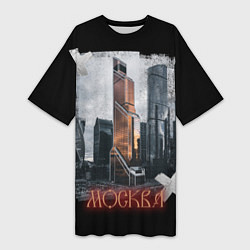 Футболка женская длинная Москоу Сити, цвет: 3D-принт
