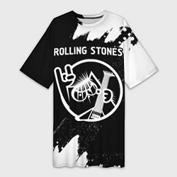 Женская длинная футболка Rolling Stones - КОТ - Краска
