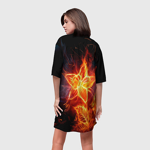 Женская длинная футболка Flower Neon Fashion 2035 Flame / 3D-принт – фото 4