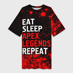 Женская длинная футболка Eat Sleep Apex Legends Repeat Краска