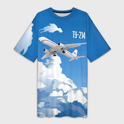Женская длинная футболка Самолет Ту-214