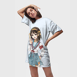 Футболка женская длинная Зовущая Харухи, цвет: 3D-принт — фото 2