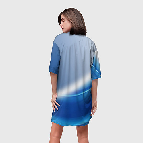 Женская длинная футболка Цифровая волна / 3D-принт – фото 4