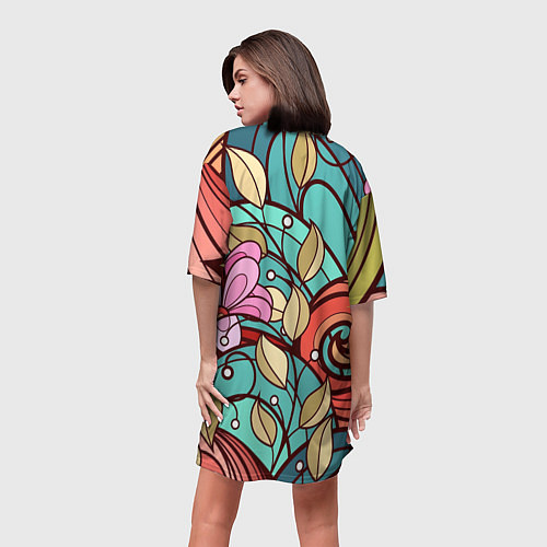 Женская длинная футболка Цветочный принт - арт / 3D-принт – фото 4