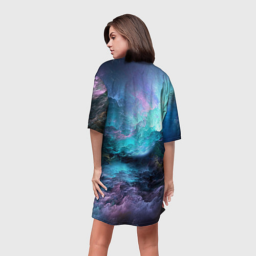 Женская длинная футболка Разноцветные тучи / 3D-принт – фото 4