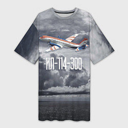 Женская длинная футболка Пассажирский самолет: Ил 114-300