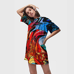 Футболка женская длинная Abstract color pattern Fashion 2022, цвет: 3D-принт — фото 2