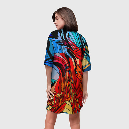 Женская длинная футболка Abstract color pattern Fashion 2022 / 3D-принт – фото 4