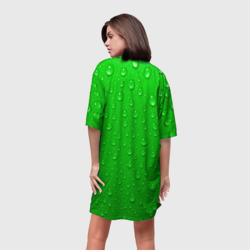 Женская длинная футболка Зеленый фон с росой / 3D-принт – фото 4