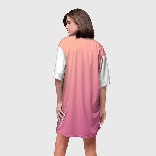 Женская длинная футболка Twice - название и лого группы под Градиент / 3D-принт – фото 4
