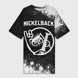 Футболка женская длинная Nickelback КОТ Брызги, цвет: 3D-принт