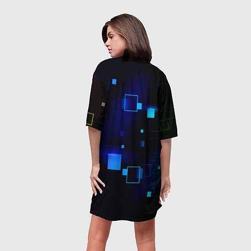 Женская длинная футболка ROBLOX неоновые кубики / 3D-принт – фото 4