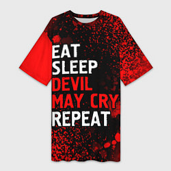 Женская длинная футболка Eat Sleep Devil May Cry Repeat Арт
