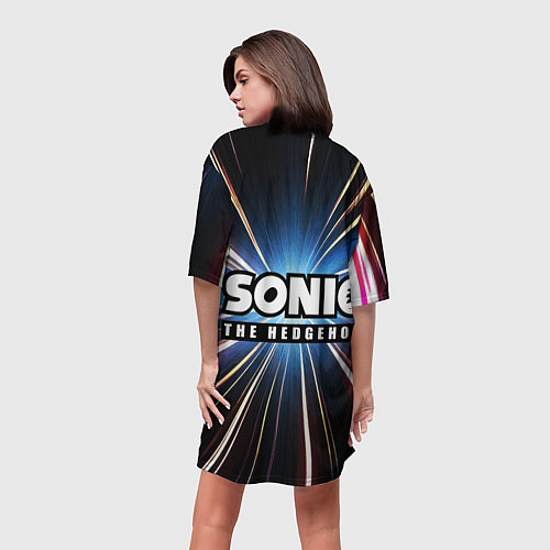 Женская длинная футболка Speed Sonic / 3D-принт – фото 4