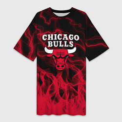 Женская длинная футболка CHICAGO BULLS ЧИКАГО БУЛЛС МОЛНИИ