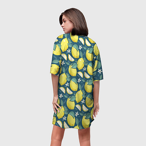 Женская длинная футболка Cute lemon pattern / 3D-принт – фото 4