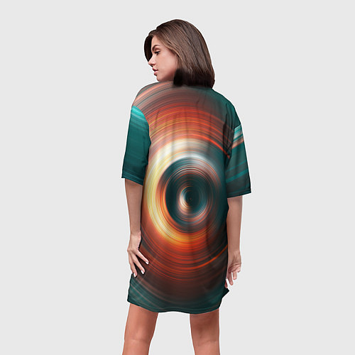 Женская длинная футболка Цветные круги - Black hole / 3D-принт – фото 4