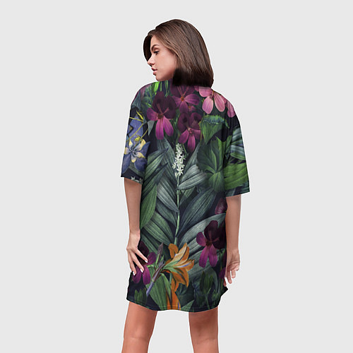 Женская длинная футболка Цветы Ночные / 3D-принт – фото 4