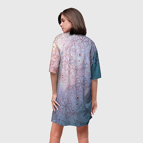 Женская длинная футболка Градиентный вьюнок / 3D-принт – фото 4