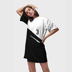 Футболка женская длинная Juventus маленькое лого, цвет: 3D-принт — фото 2