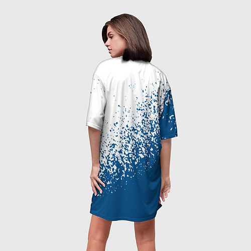 Женская длинная футболка Psg синие брызги / 3D-принт – фото 4