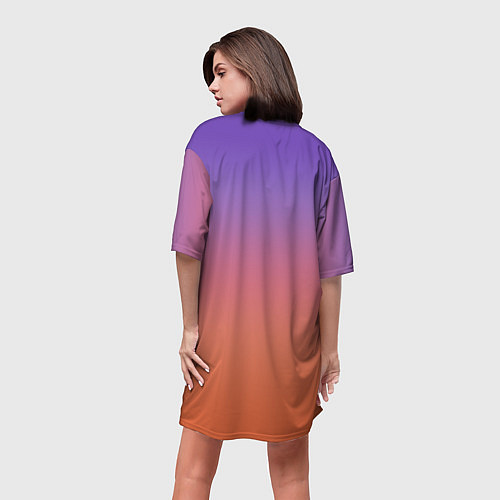Женская длинная футболка Трендовый красно-фиолетовый градиент / 3D-принт – фото 4