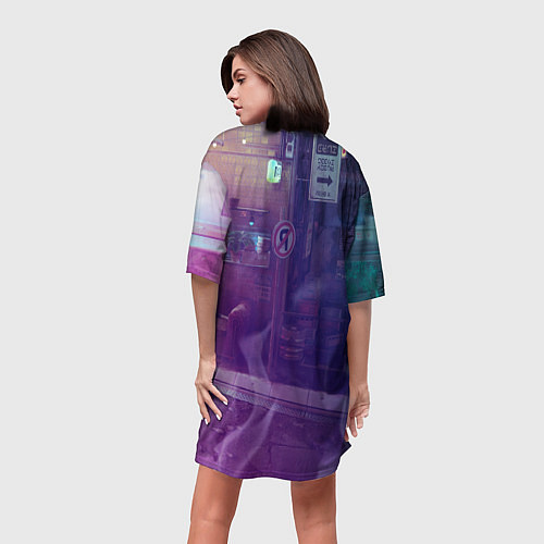 Женская длинная футболка Stray: Viloet Logo / 3D-принт – фото 4
