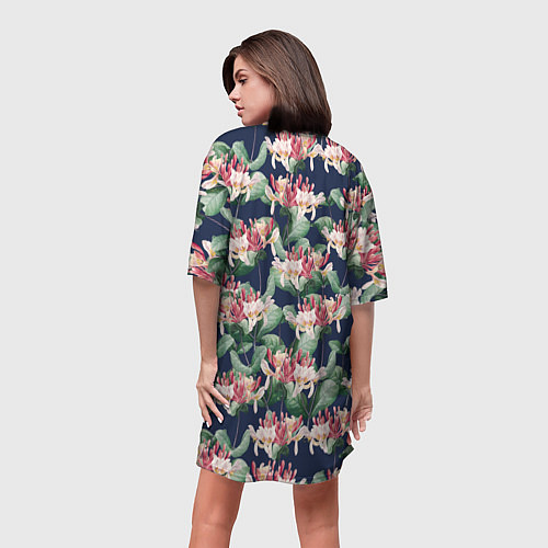 Женская длинная футболка Цветы Деревенской Жимолости / 3D-принт – фото 4