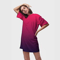 Футболка женская длинная RED to dark BLUE GRADIENT, цвет: 3D-принт — фото 2