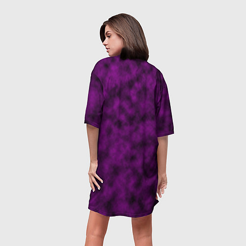 Женская длинная футболка Черно-пурпурная облачность / 3D-принт – фото 4