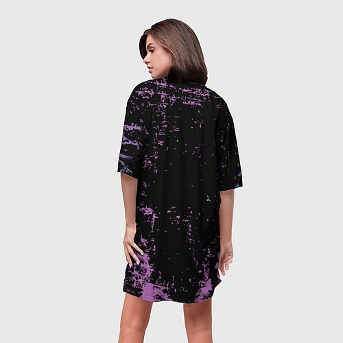 Женская длинная футболка Женский череп с розовыми волосами / 3D-принт – фото 4