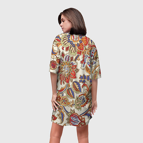 Женская длинная футболка Цветочный винтажный орнамент / 3D-принт – фото 4