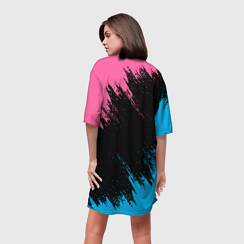 Женская длинная футболка GAME POPPY PLAYTIME HAGGY WAGGY AND KISSY MISSY / 3D-принт – фото 4