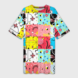 Женская длинная футболка COLORED GEOMETRIC SHAPES