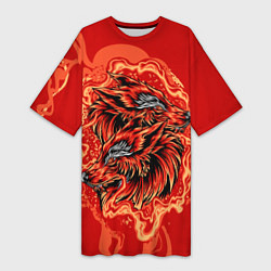 Женская длинная футболка Огненные лисы