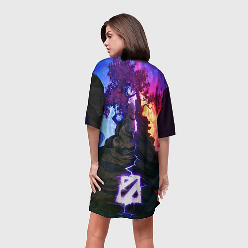 Женская длинная футболка Огонь и воздух / 3D-принт – фото 4