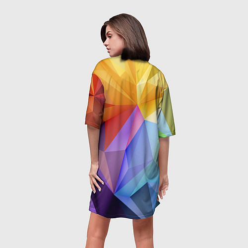Женская длинная футболка Зд радуга / 3D-принт – фото 4