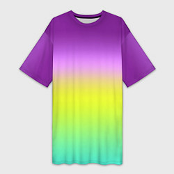 Футболка женская длинная Multicolored Ombre gradient, цвет: 3D-принт