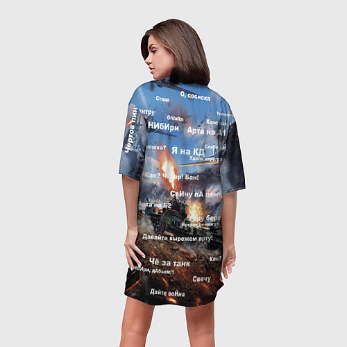 Женская длинная футболка Сленг геймера танкиста / 3D-принт – фото 4