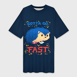 Футболка женская длинная Little Sonic gotta go fast, цвет: 3D-принт