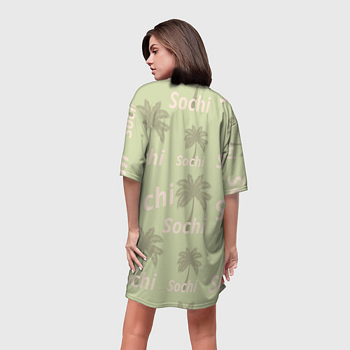 Женская длинная футболка Пальмы на салатном фоне palm trees text / 3D-принт – фото 4