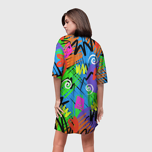 Женская длинная футболка Яркий геометрический принт / 3D-принт – фото 4