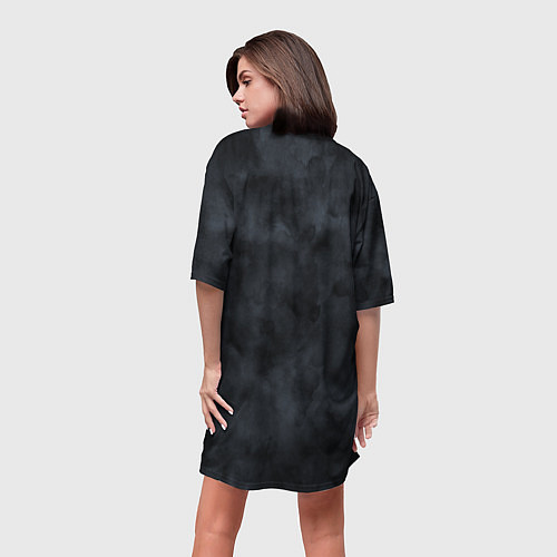 Женская длинная футболка Акварельные разводы черный / 3D-принт – фото 4