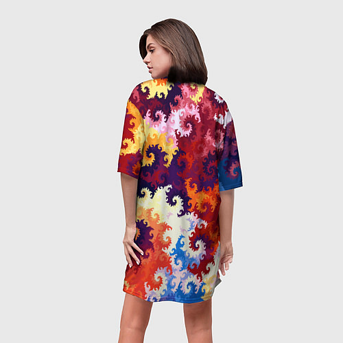 Женская длинная футболка Красочный фрактальный паттерн Fashion trend / 3D-принт – фото 4