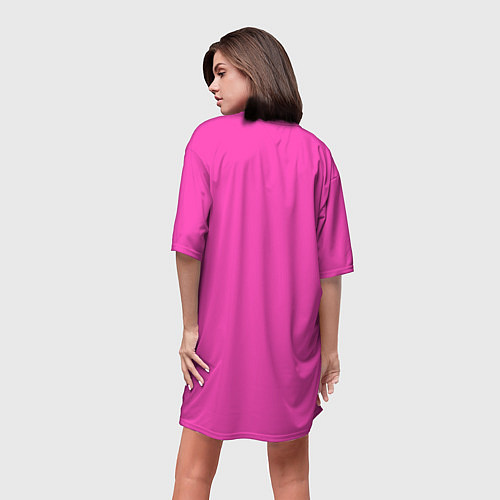 Женская длинная футболка Яркий розовый из фильма Барби / 3D-принт – фото 4